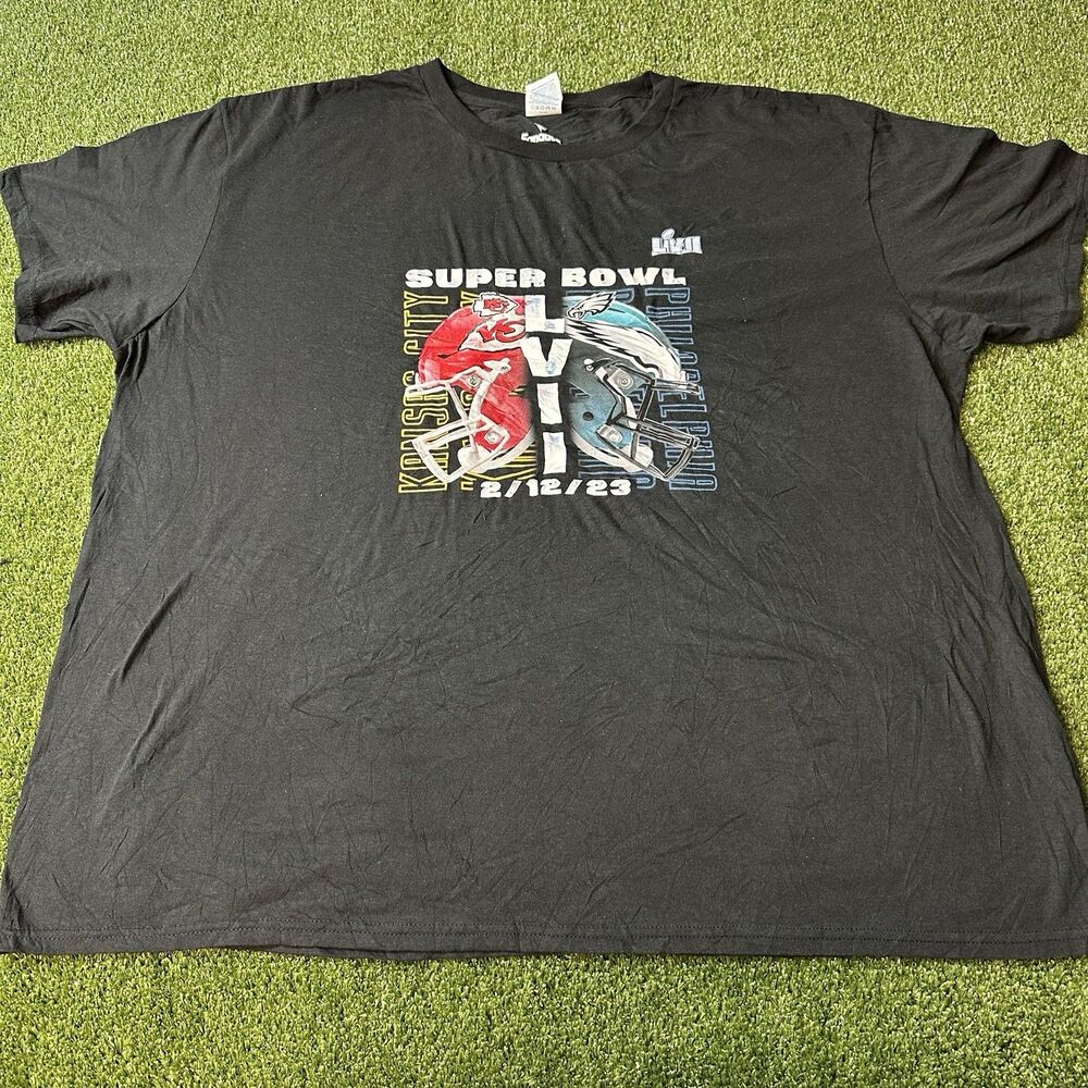 Super Bowl LVII Chiefs vs Eagles Fanatics T-Shirt Men's 2XL Black NWOT NFL